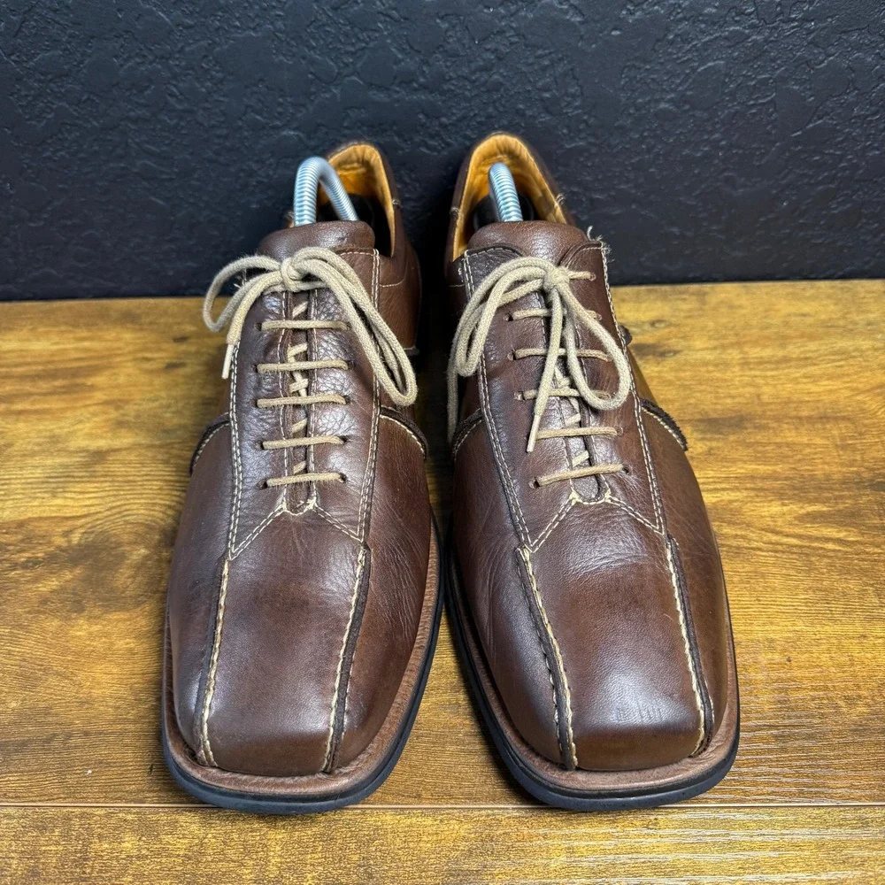 Sandro Moscoloni 5511 Brown Leather Square Toe Comfort Gel Oxford‎ Mens 10D